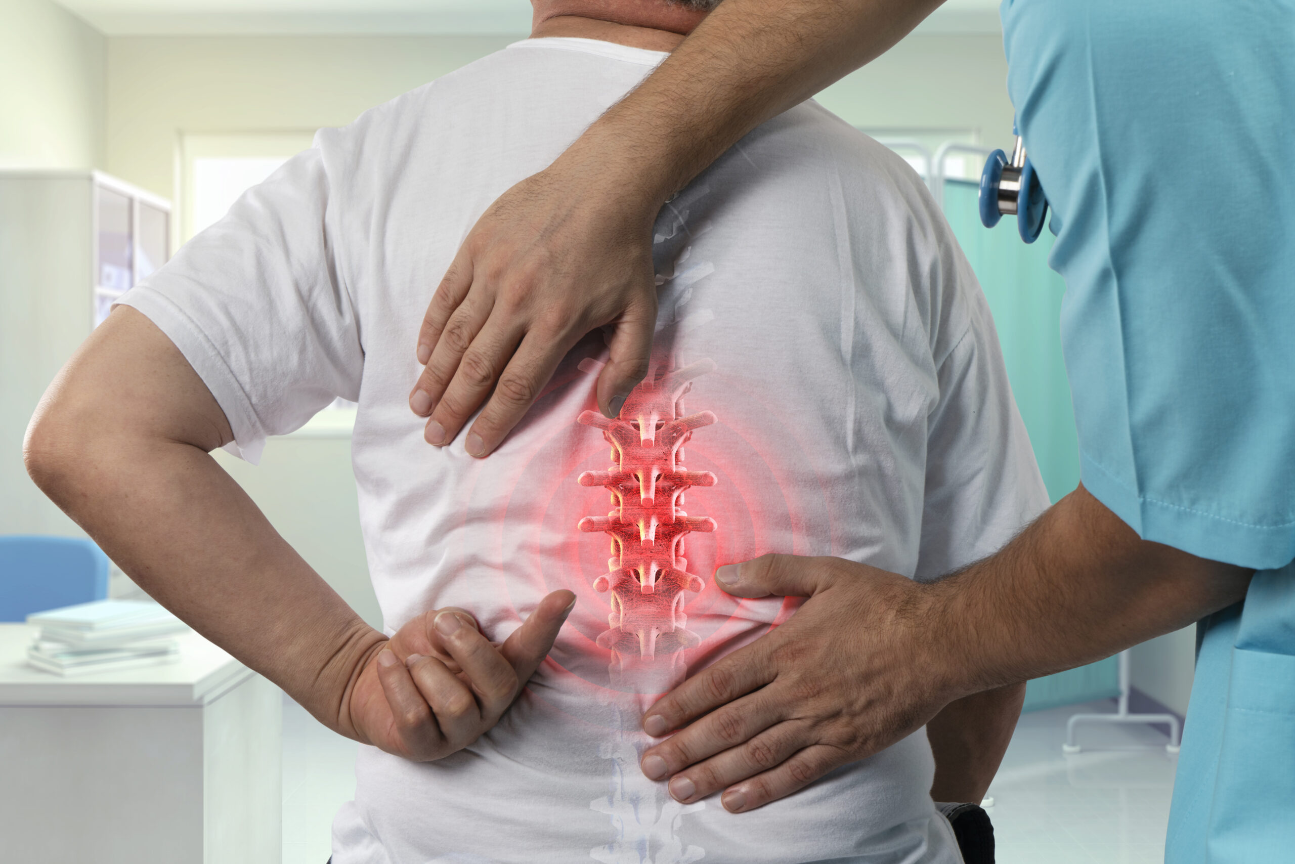 Backache, Medical Exam, Mature Adult, Rear View, Showing